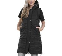 A2Z Ladies Sleeveless Gilet Oversized Hooded Quilted - Gilet 802 Black 3XL