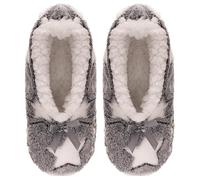 A2Z Ladies Slipper Socks Sherpa Lined Star Fluffy Socks Comfortable - Socks LS455 Grey S-M