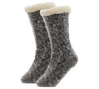 A2Z Ladies Socks Feather Yarn Lounge Socks Sherpa Lining Chunky Knit Fur Lined - Socks LS946 Black 4-8