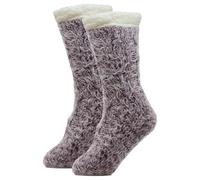 A2Z Ladies Socks Feather Yarn Lounge Socks Sherpa Lining Chunky Knit Fur Lined - Socks LS946 Purple 4-8