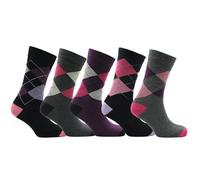 A2Z Ladies Socks Pack of 5 Exquisite Elegance Cotton Rich Socks Gift Box - Socks GB2704 5 Pack 1 4-8