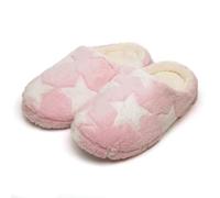 A2Z Ladies Star Mule Slippers Warm Plush Indoor Slip On Slippers Soft Faux Fur Lined - Slipper LDS 2595 Pink 3/4 UK