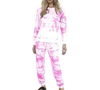A2Z Ladies Tie Dye Pyjama Set Womens 2 Piece Cotton Loungewear Soft Long Sleeve - PJS Tie Dye 250 Pink._Adult XXL