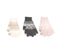 A2Z Ladies Touch Screen Fair Isle Knitted Gloves 3 Pack Winter Wear