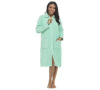 A2Z Ladies Towelling Bathrobe Front Zip Dressing Gown 100% Cotton House Coat - Robe LDS 407 Mint 12-14