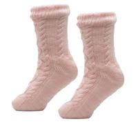 A2Z Ladies Twist Yarn Cable Lounge Socks Sherpa Lining Chunky Knit - Socks LS945 Lilac 4-8