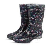 A2Z Ladies Waterproof PVC Rain Boots for Women with Printed Design Mid Calf - Wellies LDS AZ31917 Floral 7 UK