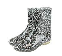 A2Z Ladies Waterproof PVC Rain Boots for Women with Printed Design Mid Calf - Wellies LDS AZ32207 Leopard 4 UK
