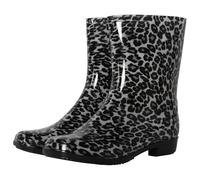 A2Z Ladies Waterproof PVC Rain Boots Stylish Mid-Calf Slip-On - Wellies LDS 1409 Snow Leopard 4 UK