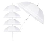 A2Z Ladies Wedding Umbrella Vintage White Double Frilled Bridal Brolly Ruffle Lace Parasol Auto Open Walking Stick Waterproof PU J Handle Sturdy Zinc Metal Frame Brides Outdoor EventDom Canopy