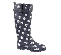 A2Z Ladies Wide Fit Heeled Wellington Boots Rubber Waterproof Adjustable Buckle - Wellies LDS Paws 4 UK