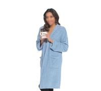 A2Z Ladies Wolf Harte Textured Fluffy Fleece Cardi Edge To Edge Dressing Gown - Robe 1632 Blue 8-10