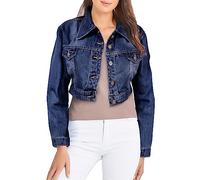 A2Z Ladies Women Fashion Cropped Denim Jacket 100% - Crop Jacket JK58 Dark Blue 16