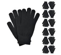 A2Z Mens 3 6 12 Pack Gloves Warm Winter Thermal Black Magic Gloves Full Fingers Fuzzy Stretchy Knitted Snow Mittens Men Walking Riding Driving Warm Gloves One Size Fits All