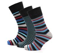 A2Z Mens 3 Pack Bamboo Comfort Top Socks Non Elastic Gentle Grip Heel and Toe Socks - Socks MEN 1339 Striped 3 Pack 6-11
