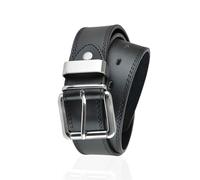 A2Z Mens Belts Double Stitched Leather Lined Alloy Pin Buckle - Belt MB108 Black Large
