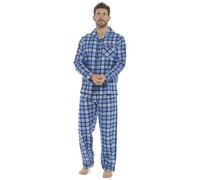 A2Z Mens Brushed Cotton Check Pyjama Set Long Sleeve Top Bottom | Traditional 2 Piece Nightwear Comfortable Relaxed Fit Loungewear PJS
