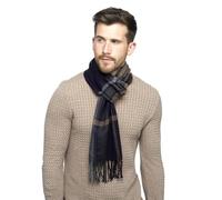 A2Z Men's Checked Scarf Tartan Pattern Warm Stylish Blanket Scarf Soft Winter Wrap with Fringe for Cold Wather Casual Formal Wear Large Size 176cm x 27cm Plus 10cm x 2 Sides Tassels