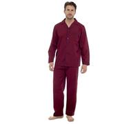 A2Z Men's Classic Button-Through Pyjama Set with Contrast Piping Long Sleeve Sleepwear Soft Nightwear Pjs - PJS PM325 Red L
