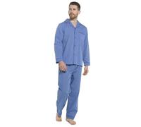 A2Z Men's Classic Button-Through Pyjama Set with Contrast Piping Long Sleeve Sleepwear Soft Nightwear Pjs - PJS PM325 Blue M