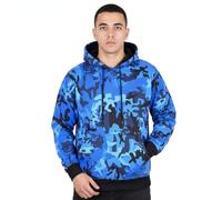A2Z Mens Fleece Hoodie Pullover - Plain Sweatshirt Camo Blue XL