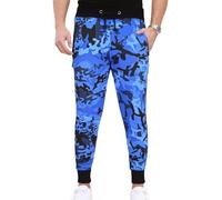 A2Z Mens Fleece Jogging Bottoms Joggers 2 Tone Exercise - Fleece Trouser M01 Camo Blue XXL
