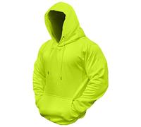A2Z Mens Fleece Pullover Hoodie - Plain Sweatshirt Neon Green S.