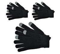 A2Z Mens Gloves Thermal Warm Winter Touch Screen Gloves Full Fingers Fuzzy - Gloves MG351 Black 3 Pack One Size