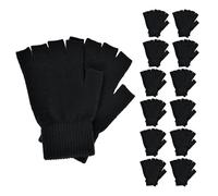 A2Z Mens Gloves Thermal Warm Winter Touchscreen Fingerless Magic - Gloves MG300 Black 12 Pack One Size