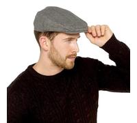 A2Z Mens Herringbone Flat Cap Classic Newsboy Driving Hat - Flat Cap AZ1224 Dark Grey M/L