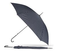 A2Z Men's Ladies Auto Open Mechanism Navy Check Pattern Umbrella 42" Canopy 8-Rib Windproof Design PU Wrapped Handle Strong Metal Shaft Manual Close Classic Stick Style Brolly