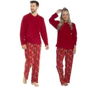 A2Z Mens Ladies Kids Xmas Pyjama Set Reindeer Pattern Micro Fleece Christmas PJs - PJS AZ280 Reindeer Red 4XL