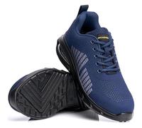 A2Z Mens Lightweight Steel Toe Cap Trainers Breathable Mesh Lace Up Safety Sneakers - Trainers Men AZ3MS60 Navy 7 UK