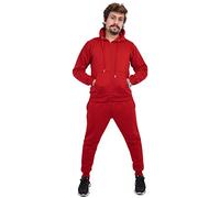 A2Z Mens Plain Tracksuit Athletic Hooded Hoodie with Joggers - T.S Plain Red M