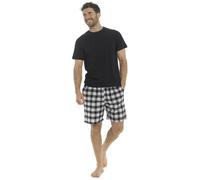 A2Z Mens Pyjamas Jersey Short Sleeve T-Shirt Woven Check Shorts Bottom - PJS PM240 Black XXL