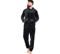 A2Z Mens Pyjamas Soft Warm Fleece Twosie Adults Trendy Fashion Hooded Long Sleeves - PJS 217 Black L