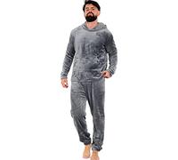 A2Z Mens Pyjamas Soft Warm Fleece Twosie Adults Trendy Fashion Hooded Long Sleeves - PJS 217 Charcoal S