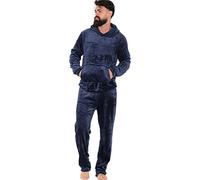 A2Z Mens Pyjamas Soft Warm Fleece Twosie Adults Trendy Fashion Hooded Long Sleeves - PJS 217 Navy S
