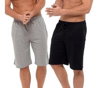 A2Z Mens Shorts Pack of 2 Knitted Jersey Cotton Mix Beach Summer Casual Short - Shorts 565 Grey/Black L