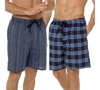 A2Z Mens Shorts Twins Pack Stripe Check Shorts Woven Pyjama Shorts - Shorts 237 Twin Pack M