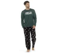 A2Z Mens Slogan Chillin Jersey Top Fleece Bottom Winter Pyjama Set Comfortable Lightweight - PJS PM128 Green XXL