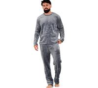 A2Z Mens Soft Warm Fleece Twosie Pyjamas - PJS 218 Charcoal XXL