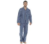 A2Z Mens Stripe Brushed Cotton Pyjama Set Traditional Nightwear | Lightweight Two Piece PJs With Long Sleeves For Relaxed Lounge Comfort