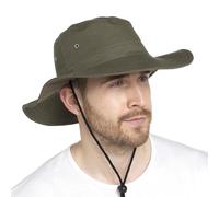 A2Z Mens Sun Hats Safari UV Protection Wide Brim Summer Hat Cotton Breathable for Fisherman, Hiking, Boonie - Men Safari Hats AZ4814 Khaki M/L