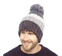 A2Z Mens Waterproof Striped Beanie with - Hat LH1292 Charcoal One Size