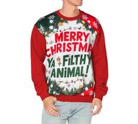 A2Z Mens Women Jumper Merry Christmas Ya Filthy Animal Jumper Comfortable - Jumper Ya Filthy 775 Red 4XL