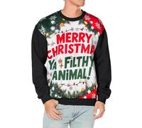 A2Z Mens Women Jumper Merry Christmas Ya Filthy Animal Jumper Comfortable Pullover Long Sleeves Hoodies Top Xmas Festive Holiday Crew Neck Sweatshirt S-4XL