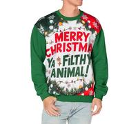 A2Z Mens Women Jumper Merry Christmas Ya Filthy Animal Jumper Comfortable Pullover Long Sleeves Hoodies Top Xmas Festive Holiday Crew Neck Sweatshirt S-4XL