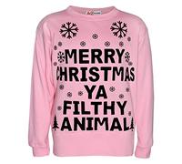 A2Z Mens Womens Merry Christmas Ya Filthy Jumper Comfortable - Ya Filthy Jumper Baby Pink Adult L