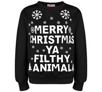 A2Z Mens Womens Merry Christmas Ya Filthy Jumper Comfortable - Ya Filthy Jumper Black Adult M